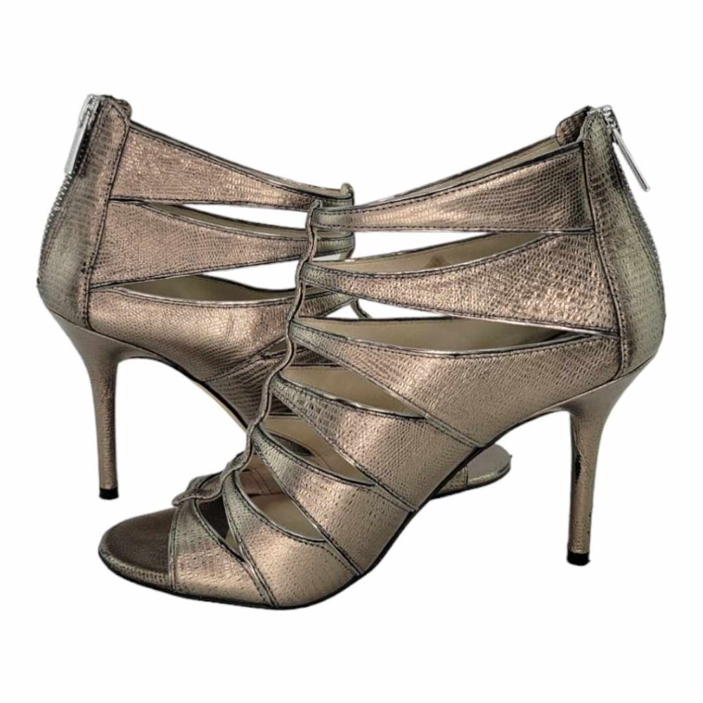 MICHAEL Michael Kors Mavis Open Toe Leather Bronze Heel Sandal - Sz. 6.5M - Picture 4 of 12